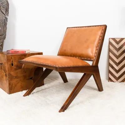 Samaloni Antique Tan Leather Lounge Chair