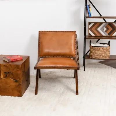 Samaloni Antique Tan Leather Lounge Chair