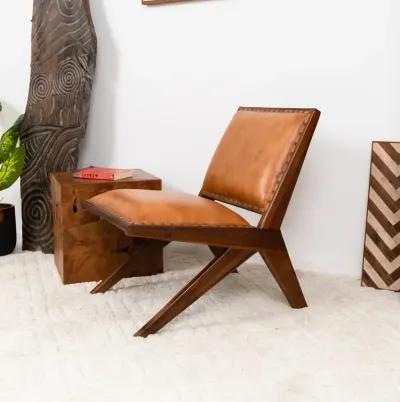 Samaloni Antique Tan Leather Lounge Chair