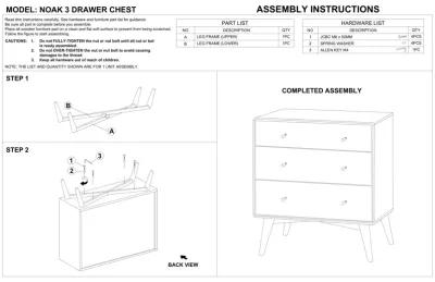 Noak Mid Century Modern Dresser 3 Drawer