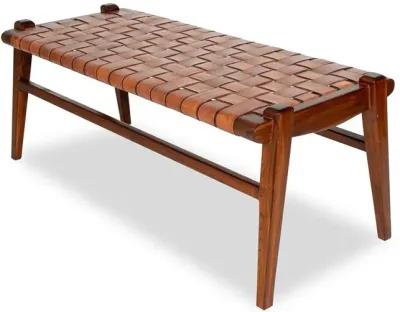 Salazar Tan Leather Bench