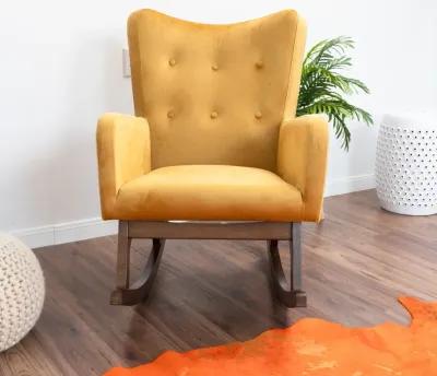 Charlotte Yellow Velvet Rocking Chair