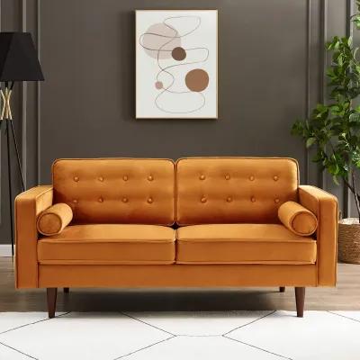 Kirby Burnt Orange Fabric Loveseat