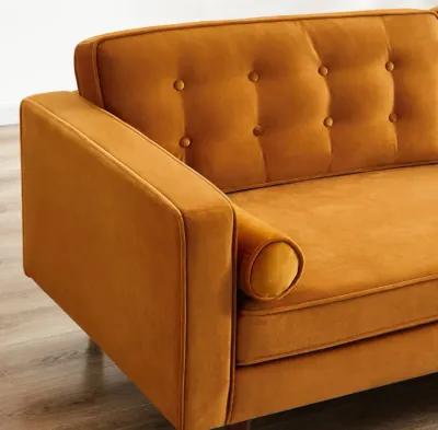 Kirby Burnt Orange Fabric Loveseat