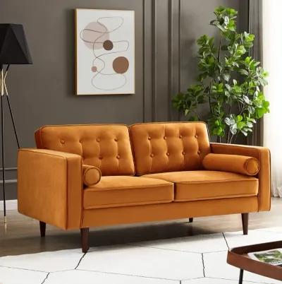 Kirby Burnt Orange Fabric Loveseat