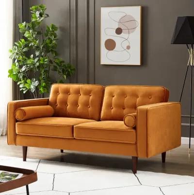 Kirby Burnt Orange Fabric Loveseat