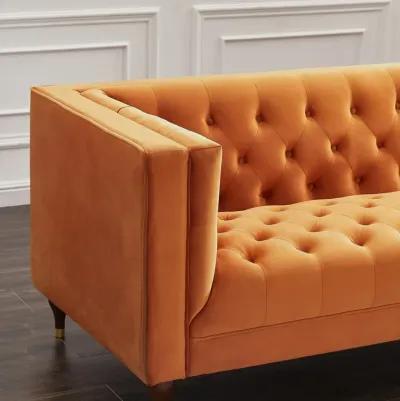 Houston Burnt Orange Velvet Modern Sofa