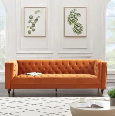 Houston Burnt Orange Velvet Modern Sofa