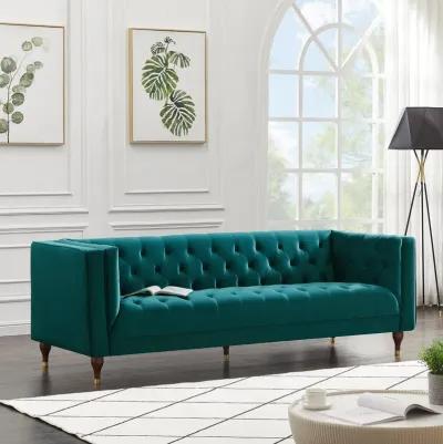 Houston Teal Velvet Modern Sofa