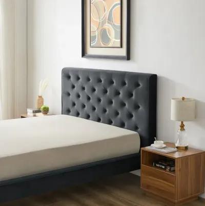 Ashley Queen Dark Gray Velvet Platform Bed