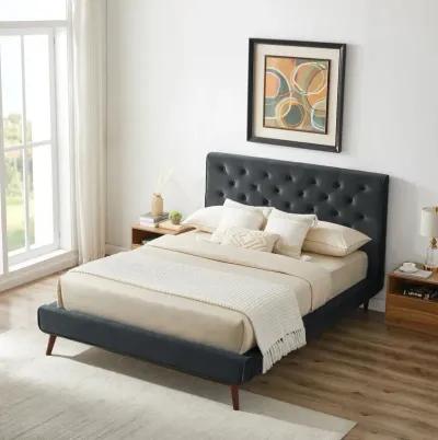 Ashley Queen Dark Gray Velvet Platform Bed