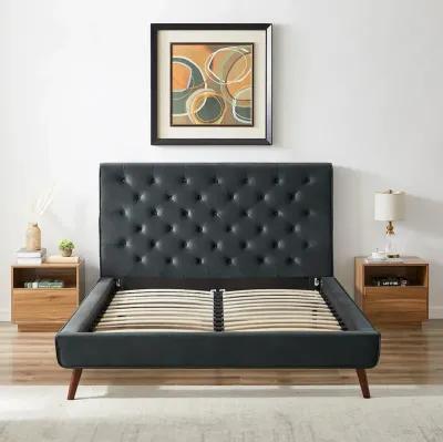 Ashley Queen Dark Gray Velvet Platform Bed