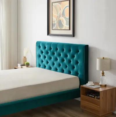 Ashley Queen Turquoise Velvet Platform Bed