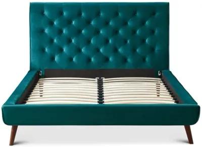 Ashley Queen Turquoise Velvet Platform Bed