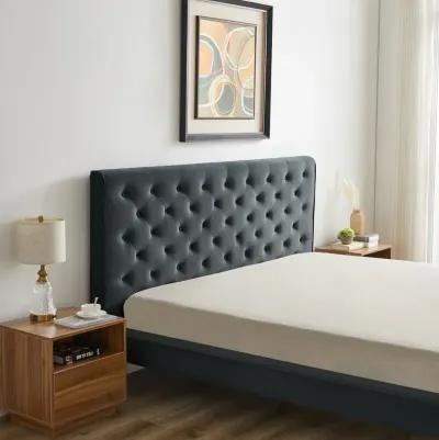 Ashley King Dark Gray Velvet Platform Bed