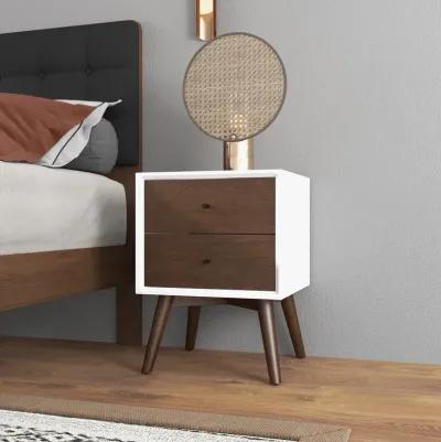 Noak White Walnut Mid Century Modern Style Night Stand