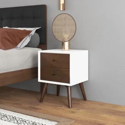 Noak White Walnut Mid Century Modern Style Night Stand