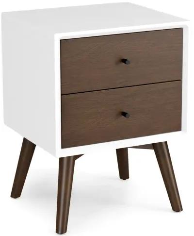 Noak White Walnut Mid Century Modern Style Night Stand