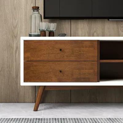 Noak Mid Century Modern Style White TV Stand