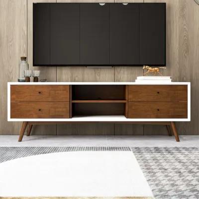 Noak Mid Century Modern Style White TV Stand