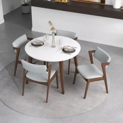 Palmer Dining set with 4 Ricco Dining Chairs(Light Grey)