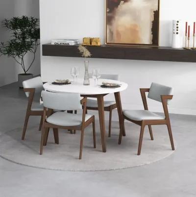 Palmer Dining set with 4 Ricco Dining Chairs(Light Grey)