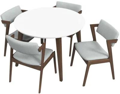 Palmer Dining set with 4 Ricco Dining Chairs(Light Grey)