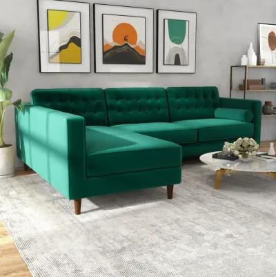 Olson Green Velvet Sectional Sofa Left Chaise