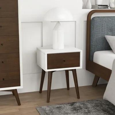 Hayes White Solid Wood Base Night Stand