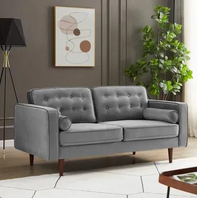 Kirby Grey Velvet Loveseat