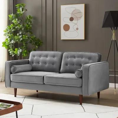 Kirby Grey Velvet Loveseat