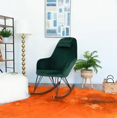 Ingrid Green Velvet Rocking Chair