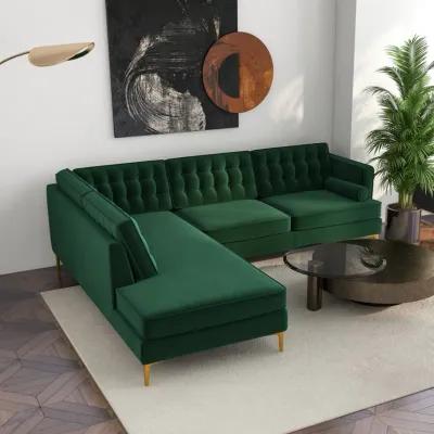 Caleb Sectional Sofa Green Velvet Left Chaise