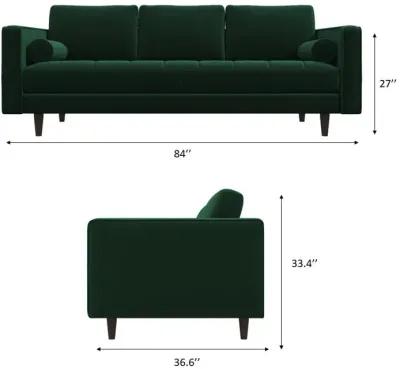 Tessa Dark Green Velvet Sofa 84"