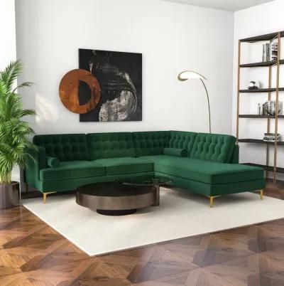 Caleb Sectional Sofa Green Velvet Right Chaise