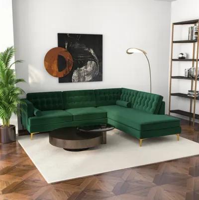 Caleb Sectional Sofa Green Velvet Right Chaise