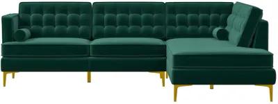 Caleb Sectional Sofa Green Velvet Right Chaise