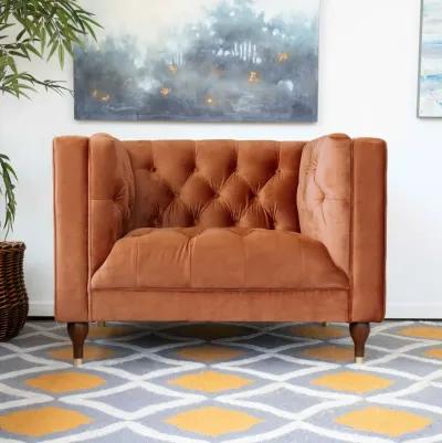 Houston Burnt Orange Velvet Armchair