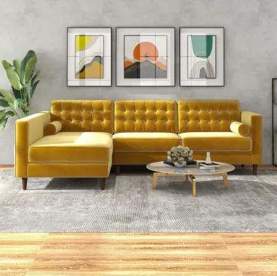 Olson Sectional Sofa Gold Velvet Left Chaise