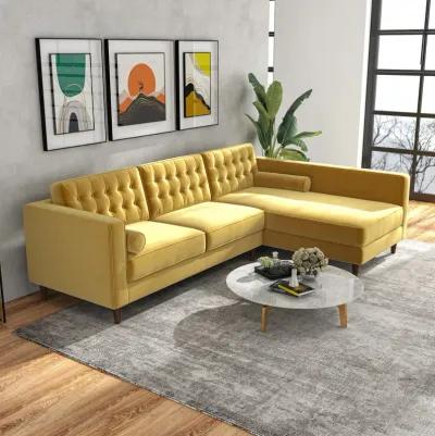 Olson Sectional Sofa Gold Velvet Right Chaise