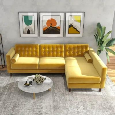 Olson Sectional Sofa Gold Velvet Right Chaise