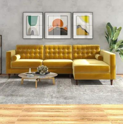 Olson Sectional Sofa Gold Velvet Right Chaise