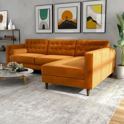 Olson Sectional Sofa Burnt Orange Velvet Right Chaise