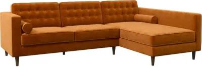 Olson Sectional Sofa Burnt Orange Velvet Right Chaise