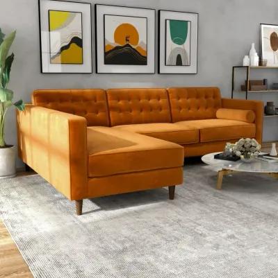 Olson Sectional Sofa Burnt Orange Velvet Left Chaise