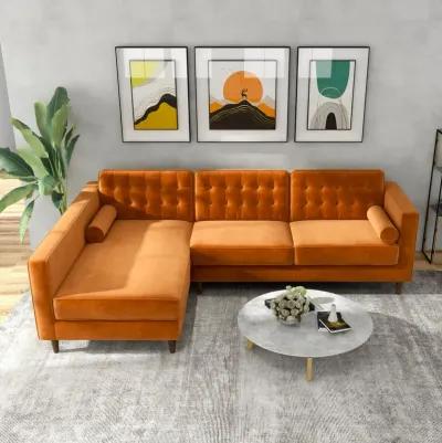 Olson Sectional Sofa Burnt Orange Velvet Left Chaise