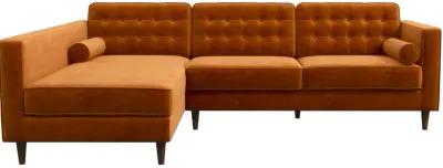 Olson Sectional Sofa Burnt Orange Velvet Left Chaise