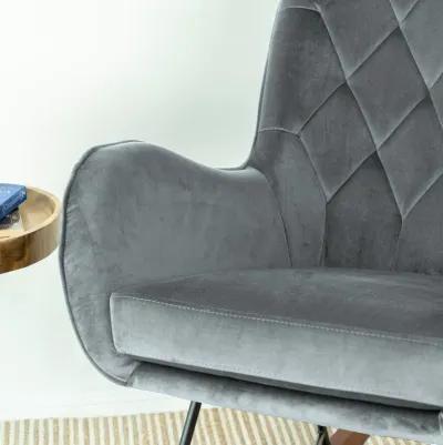 Sahara Gray Velvet Fabric Rocking Chair