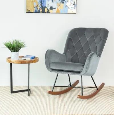 Sahara Gray Velvet Fabric Rocking Chair