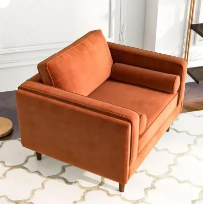 Fordham Burnt Orange Velvet Lounge Chair